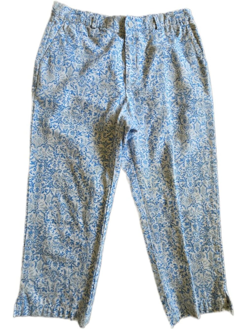 Vtg 90s Dockers High Waisted Floral Capri Pants 14 Boho Straight Leg Canvas